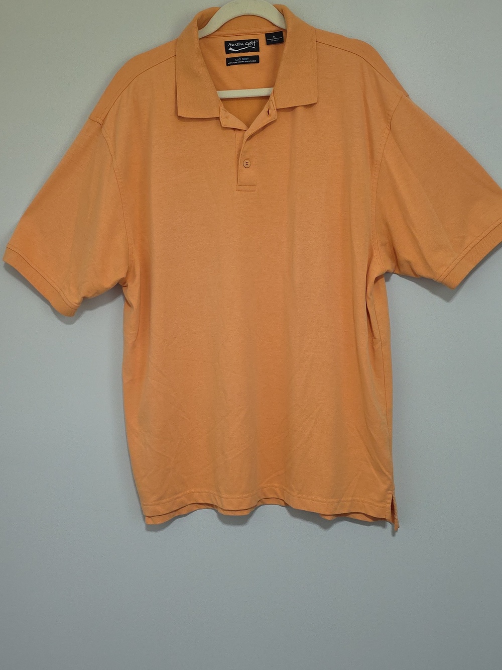 Mens Sz XL Orange Cool Skin Moisture Wicking Breathable SS Polo Golf Shirt